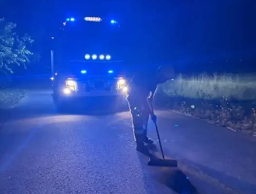 Plama oleju w Pątnowie – interwencja OSP i Policji