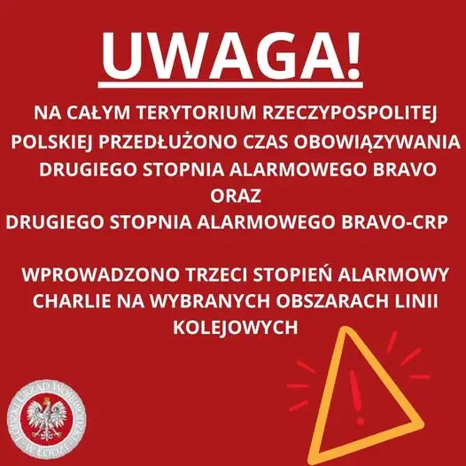 Przedłużono stopnie alarmowe BRAVO i CHARLIE do końca listopada