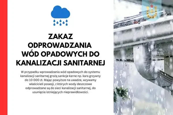 Uwaga na deszczówkę! Gmina Konopnica przypomina o zakazie odprowadzania wód opadowych do kanalizacji sanitarnej