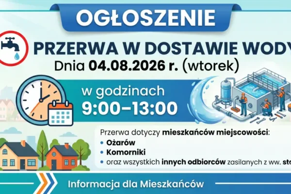 Przerwa w dostawie wody w Ożarowie – 4 sierpnia