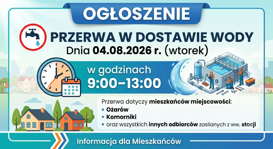 Przerwa w dostawie wody w Ożarowie – 4 sierpnia