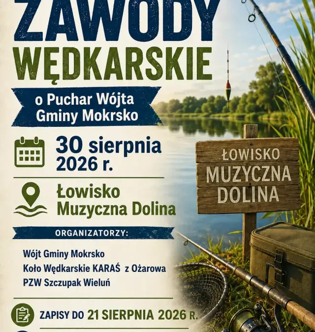Zawody wędkarskie o Puchar Wójta Gminy Mokrsko – zapisy trwają