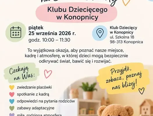 Dzień Otwarty Klubu Dziecięcego w Konopnicy – 25 września 2026