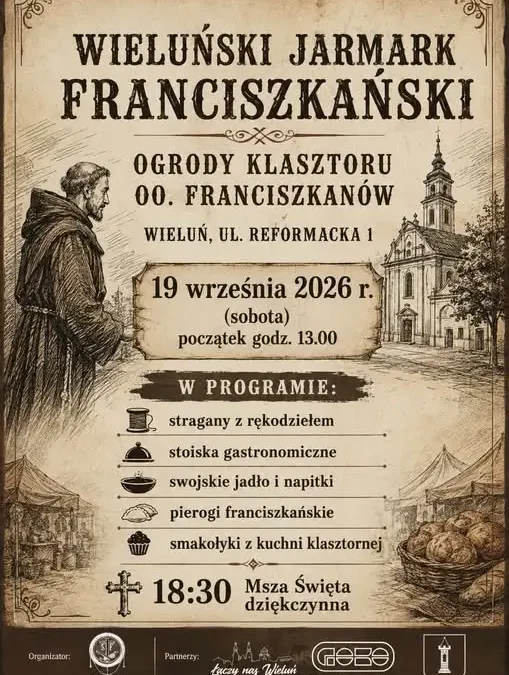 Wieluński Jarmark Franciszkański powraca. 19 września w Ogrodach Klasztornych