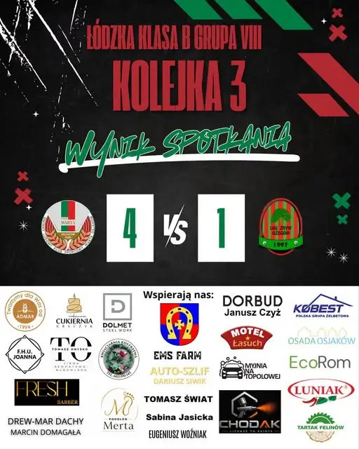 Warta II Osjaków rozbiła Piasta Rudę 4:1 w trzeciej kolejce Klasy B