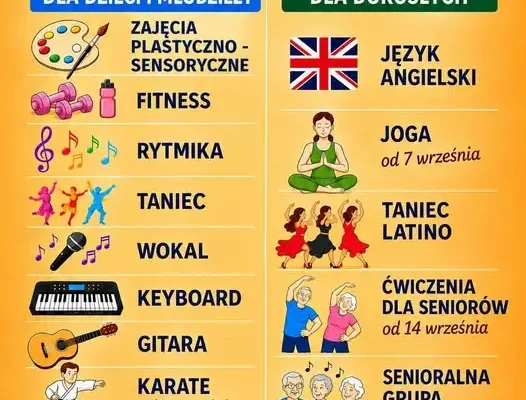 GOK Osjaków ogłasza nabór na zajęcia pozalekcyjne w roku szkolnym 2026/2027