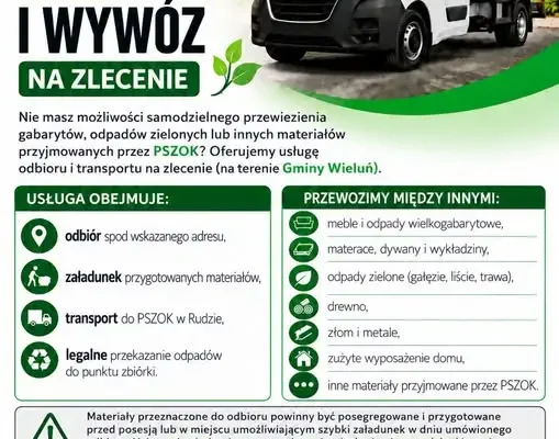 Nowa płatna usługa transportu odpadów do PSZOK w gminie Wieluń