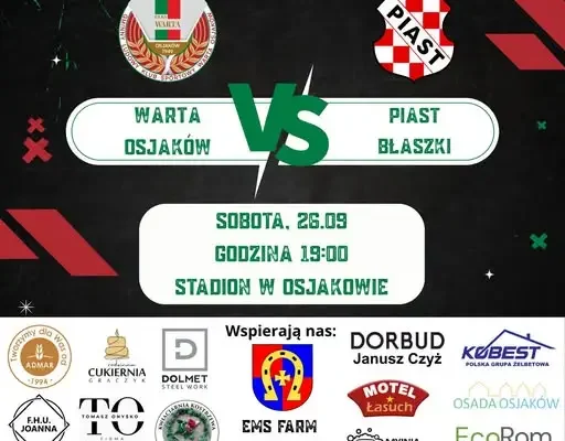 GLKS Warta Osjaków podejmie Piasta Błaszki w 8. kolejce klasy okręgowej