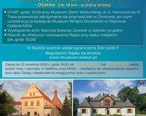 XII Muzealny Rajd Rowerowy w Wieluniu – zapisy trwają, trasa przez Chotów i Ożarów