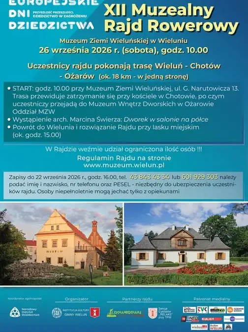XII Muzealny Rajd Rowerowy w Wieluniu – zapisy trwają, trasa przez Chotów i Ożarów