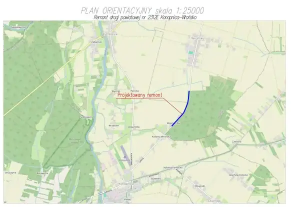 Roboty drogowe na drodze powiatowej nr 2312E: Konopnica–Wrońsko