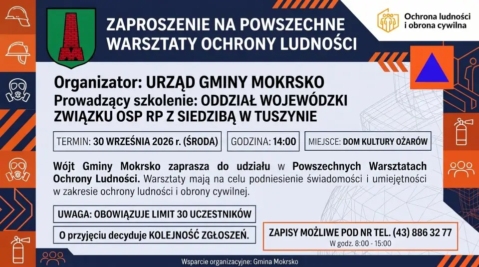 Mokrsko: Warsztaty Ochrony Ludności – zapisy do 30 uczestników