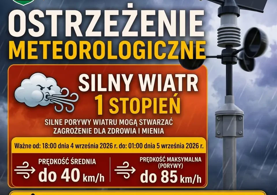Ostrzeżenie IMGW: silny wiatr w nocy z piątku na sobotę